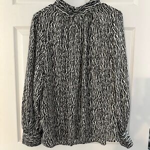 H&M satin silk black patterned blouse
